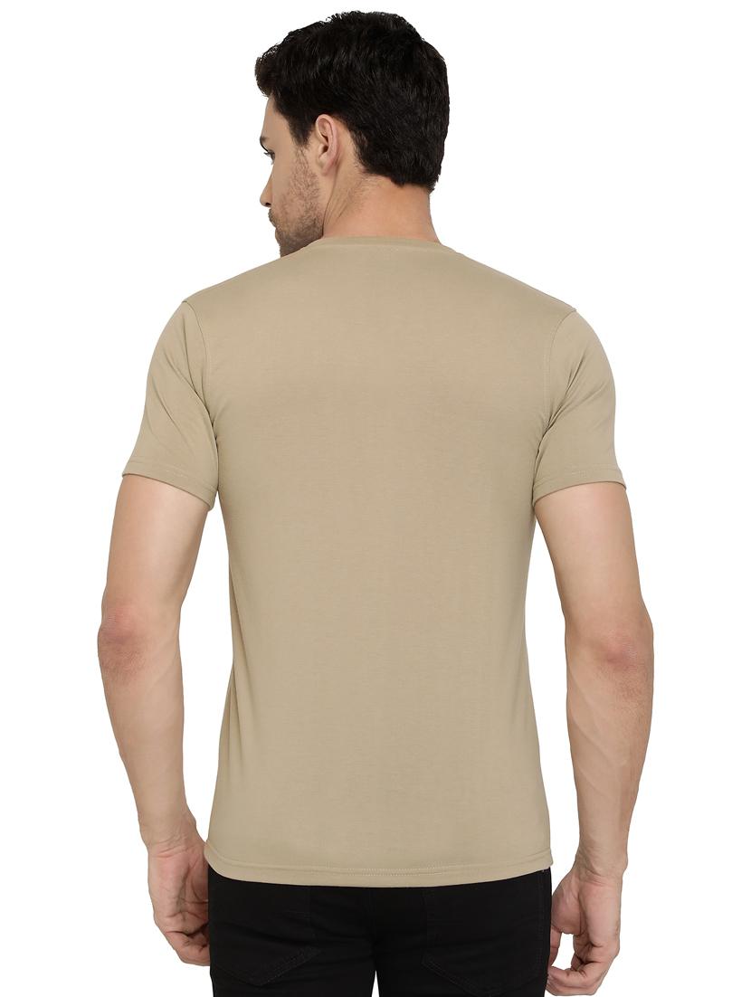 beige solid tshirt - 16077631 - Zoom Image - 3