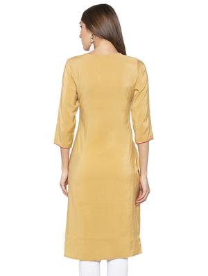 embroidery motif straight kurta - 16077944 - Standard Image - 3