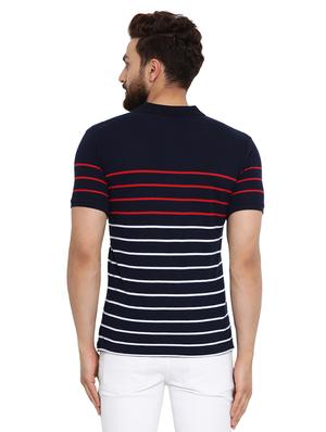 navy blue striped polo t-shirt - 16078026 - Standard Image - 3