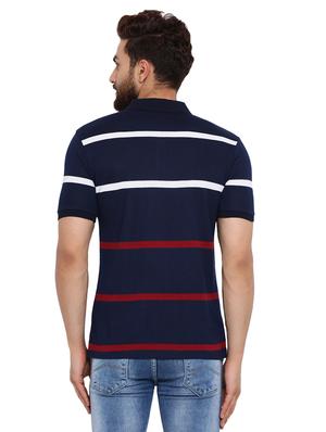 navy blue striped polo t-shirt - 16078030 - Standard Image - 3