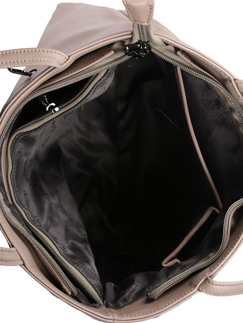 beige leatherette (pu) regular handbag - 16078166 - Zoom Image - 3