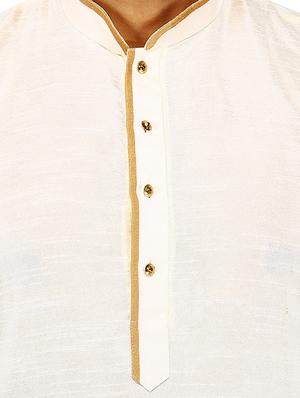 white pure silk long kurta - 16079271 - Standard Image - 3