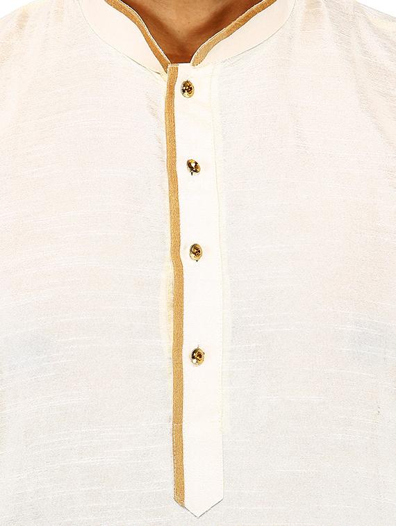 white pure silk long kurta - 16079271 - Zoom Image - 3