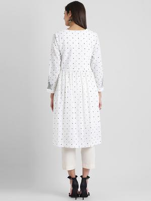 Polka dot flared kurta - 16080654 - Standard Image - 3