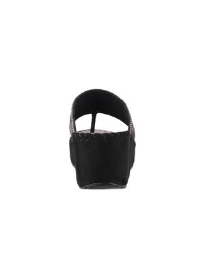 black t-strap wedges - 16084028 - Standard Image - 3
