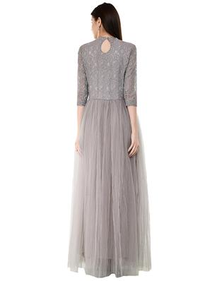 lace panel flared gown - 16084879 - Standard Image - 3