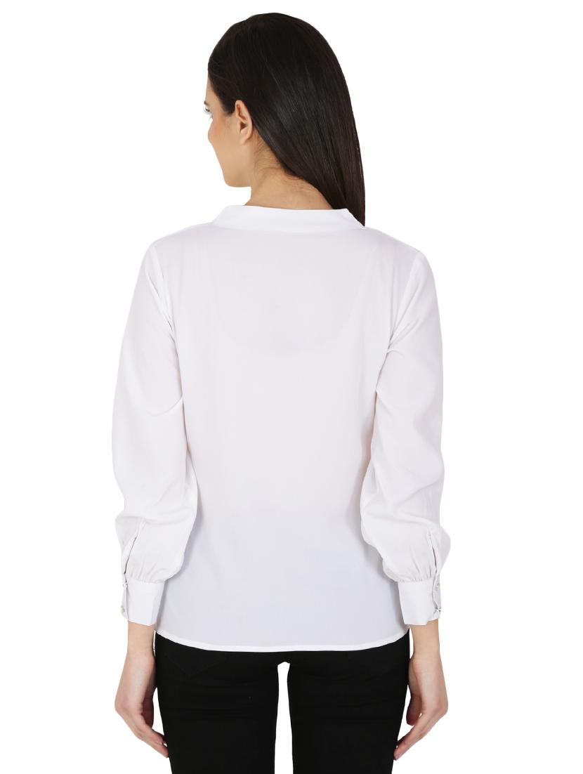 mandarin neck solid shirt - 16087047 - Zoom Image - 3