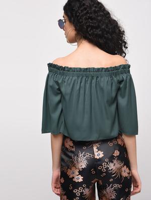 tie knot hem off shoulder top - 16087402 - Standard Image - 3