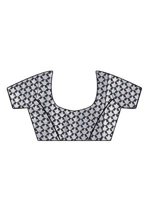silver conversational motif woven saree with blouse - 16087869 - Standard Image - 3
