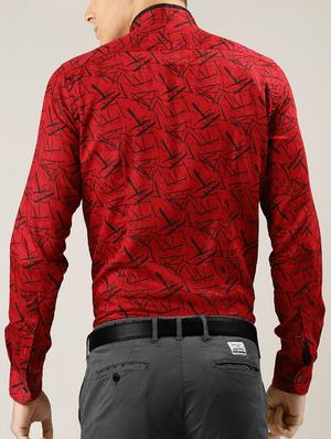 red printed casual shirt - 16089606 - Standard Image - 3