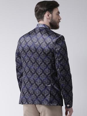 blue printed bandhgala - 16089784 - Standard Image - 3