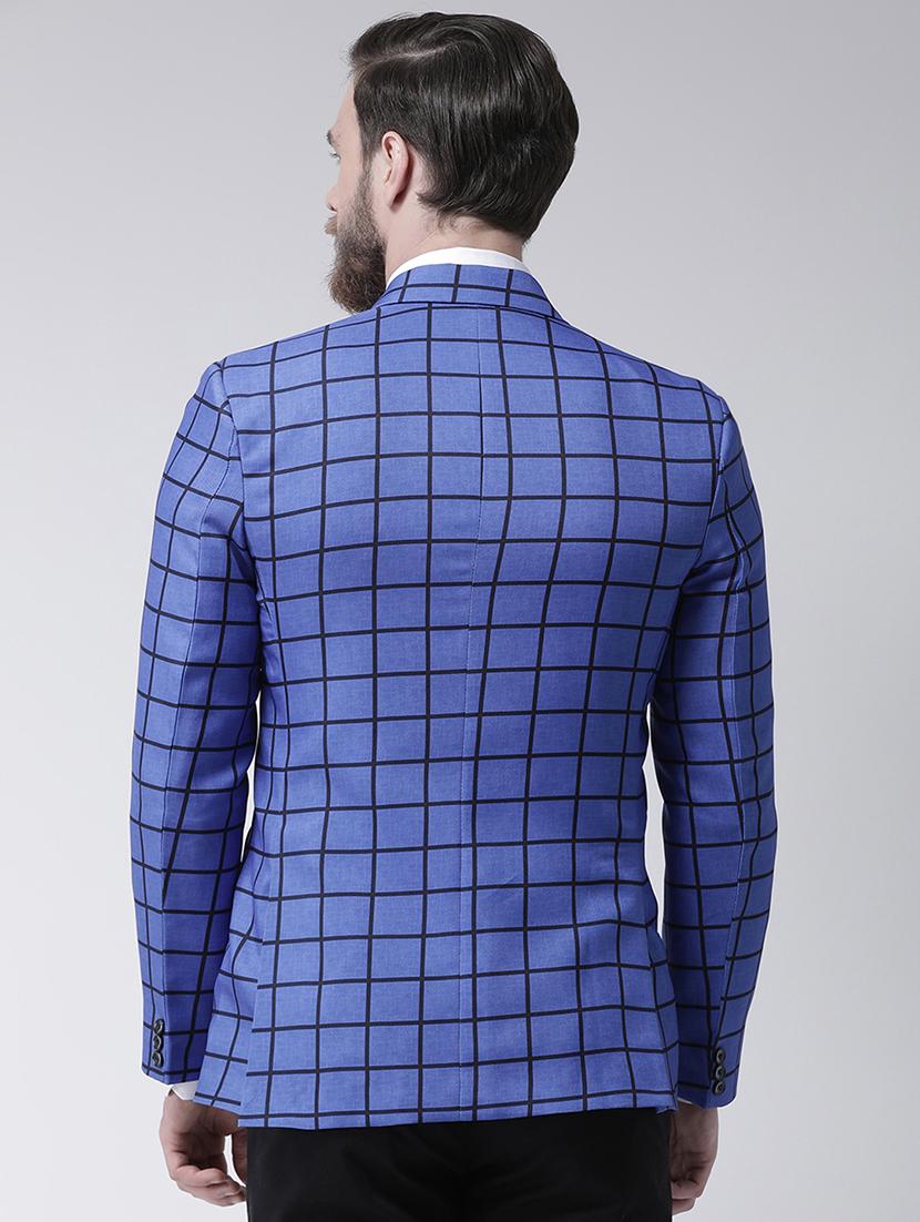blue checkered casual blazer - 16089787 - Zoom Image - 3