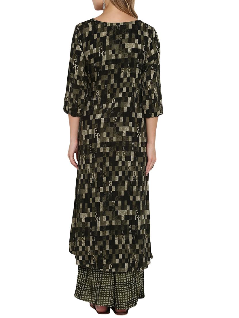 Checkered kurta palazzo set - 16091930 - Zoom Image - 3