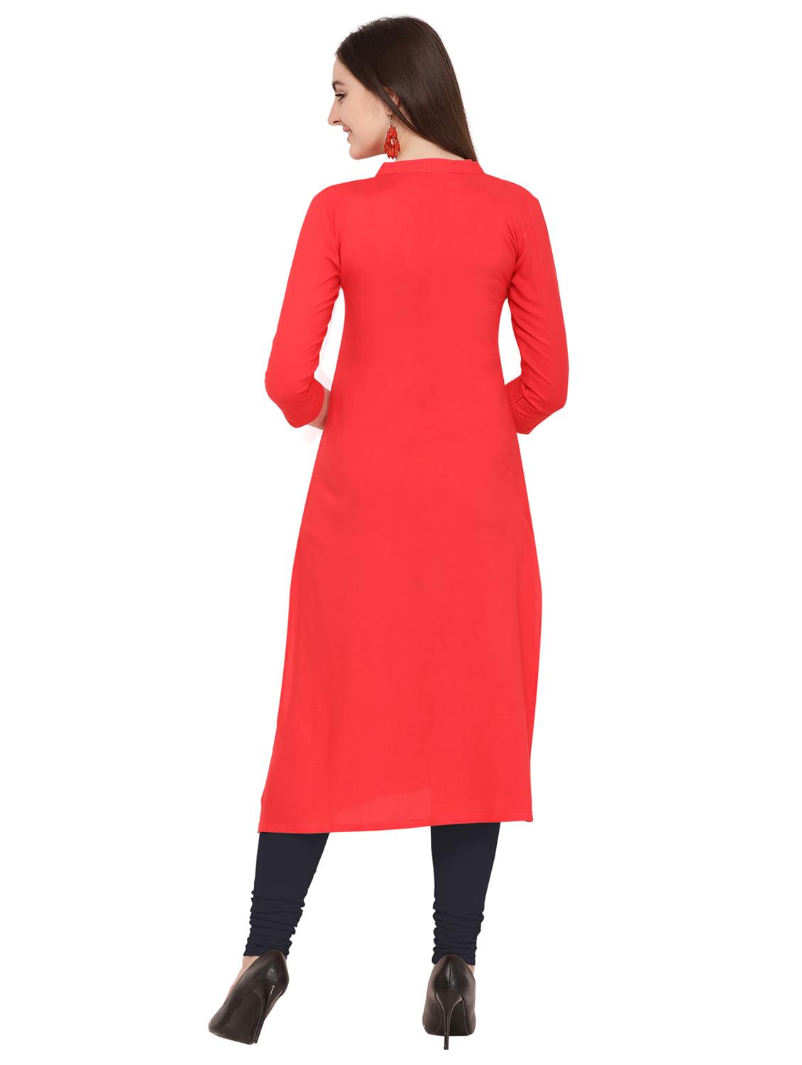embroidered solid straight kurta - 16092482 - Zoom Image - 3