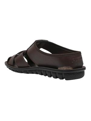 brown leatherette slip on sandals - 16092701 - Standard Image - 3