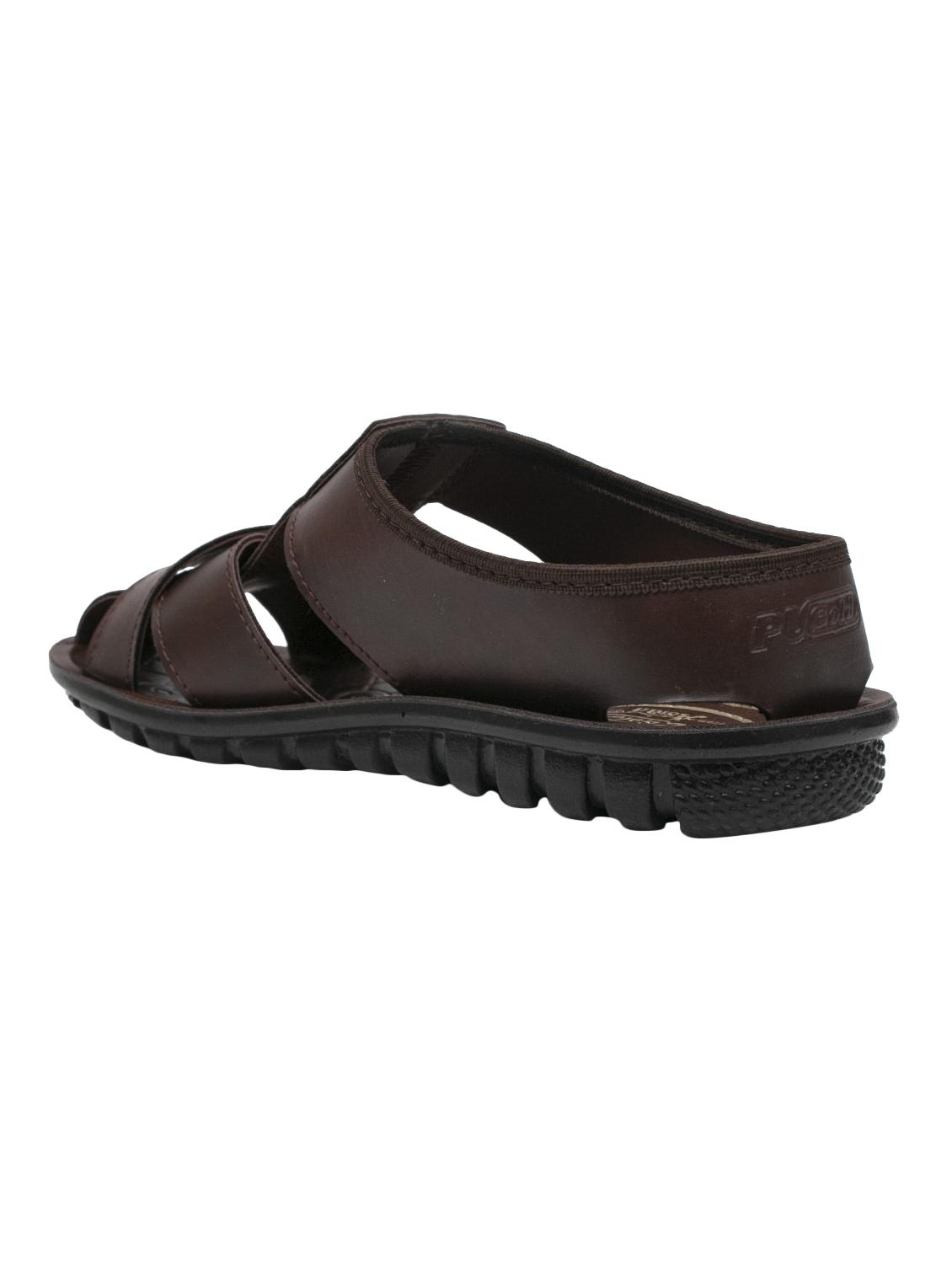 brown leatherette slip on sandals - 16092701 - Zoom Image - 3
