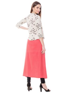 Solid a-line kurta with conversational jacket - 16093079 - Standard Image - 3