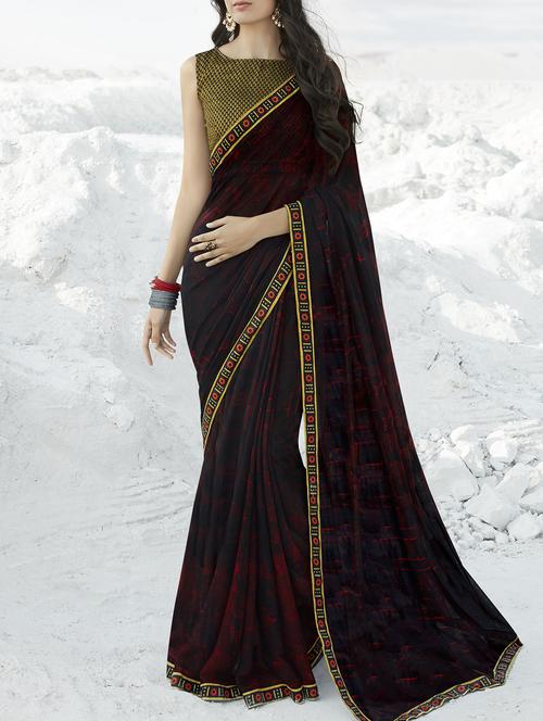 lace border printed saree with blouse - 16094135 - Very Small Image - 1
