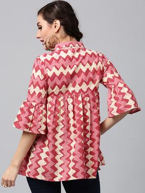 chevron gathered tunic - 16094169 - Standard Image - 3