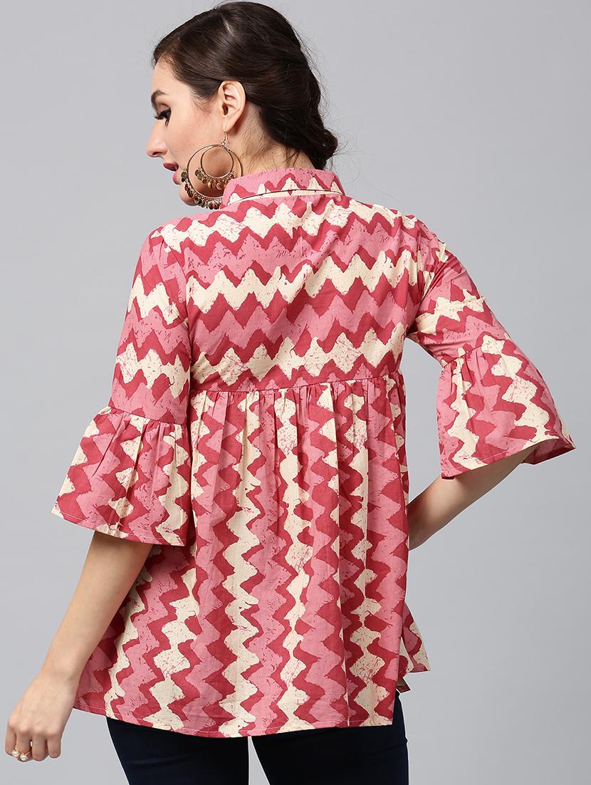 chevron gathered tunic - 16094169 - Zoom Image - 3