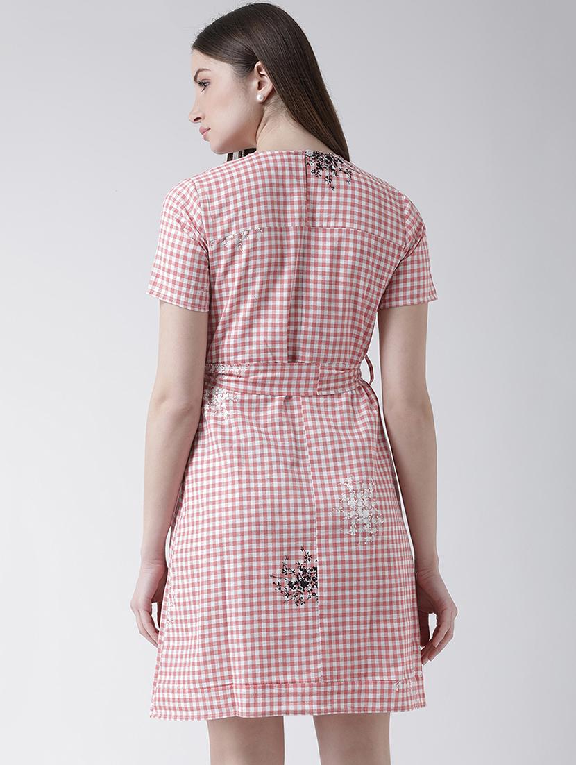 checkered pleated a-line dress - 16094188 - Zoom Image - 3
