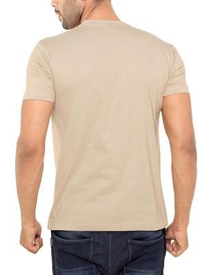 beige solid t-shirt - 16094358 - Standard Image - 3
