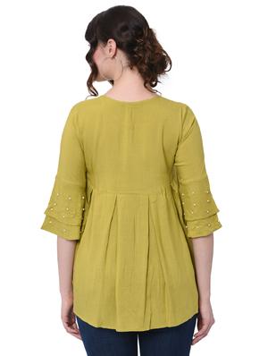pearl embellished pleated top - 16095888 - Standard Image - 3