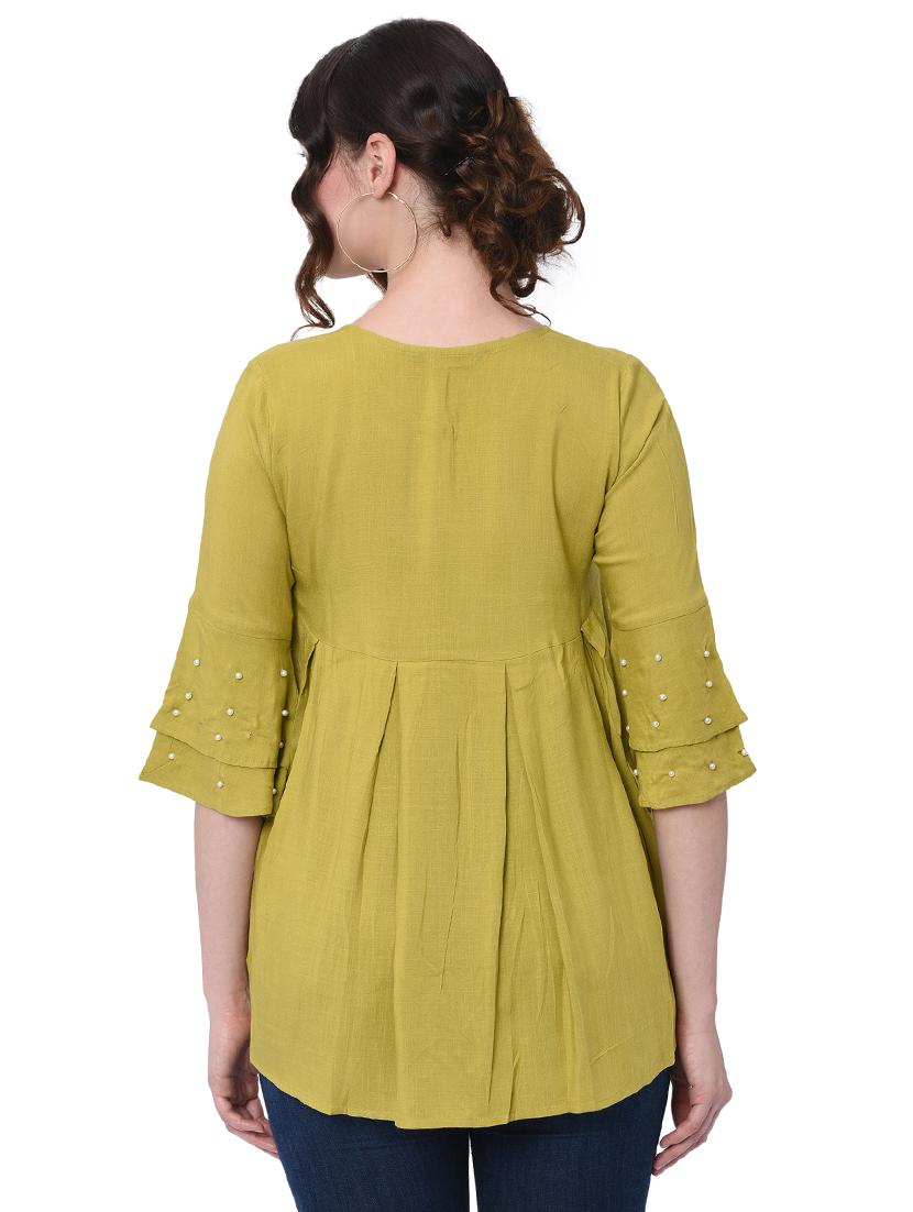 pearl embellished pleated top - 16095888 - Zoom Image - 3