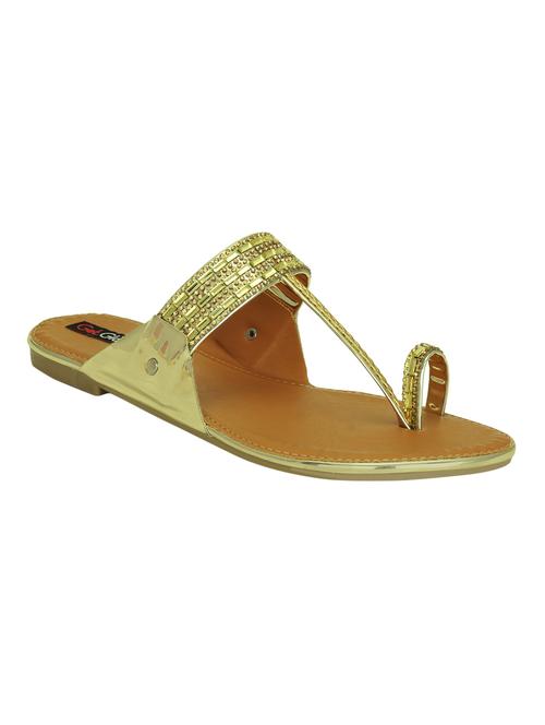 gold faux leather ethnic kolhapuris - 16096012 - Standard Image - 1
