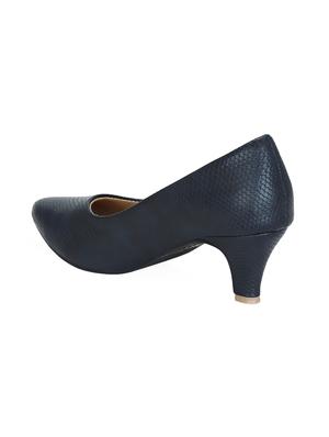 navy faux leather slip on pumps - 16096019 - Standard Image - 3