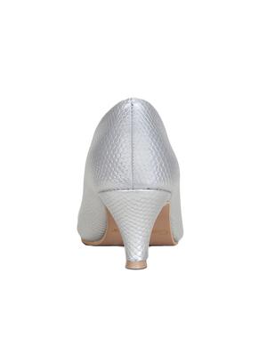 silver faux leather slip on pumps - 16096021 - Standard Image - 3