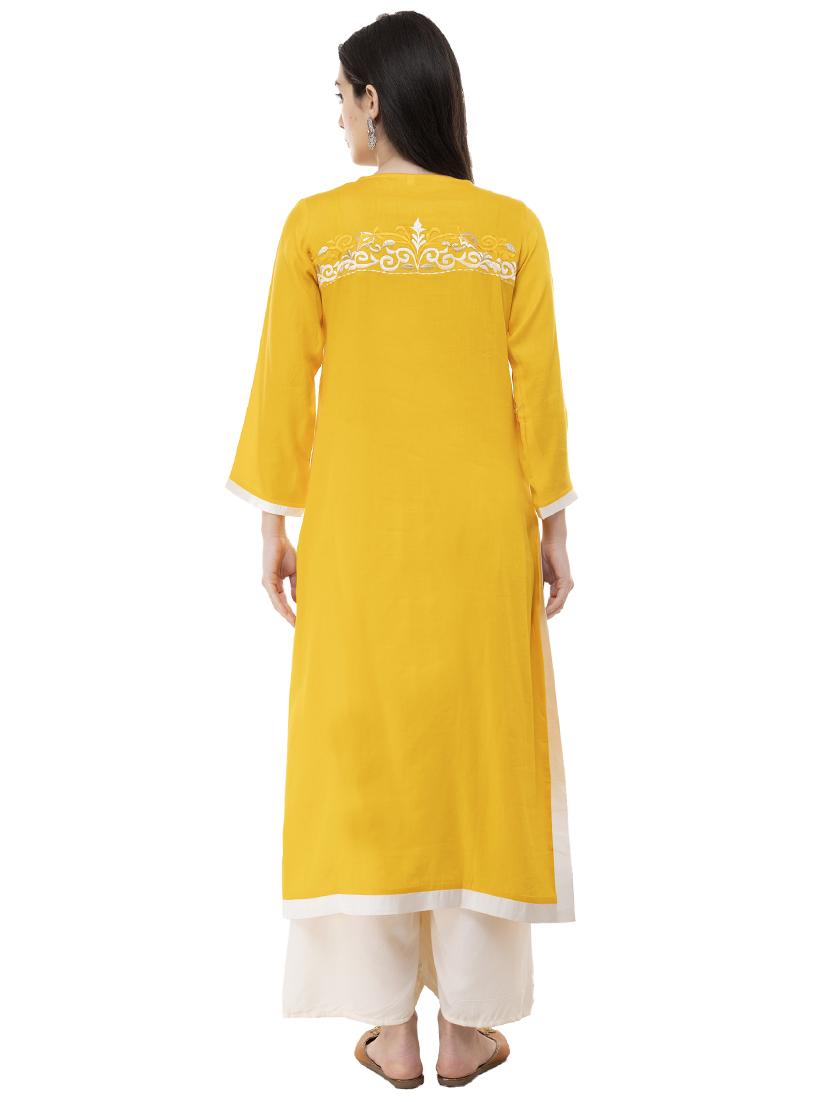 embroidered straight kurta - 16099111 - Zoom Image - 3