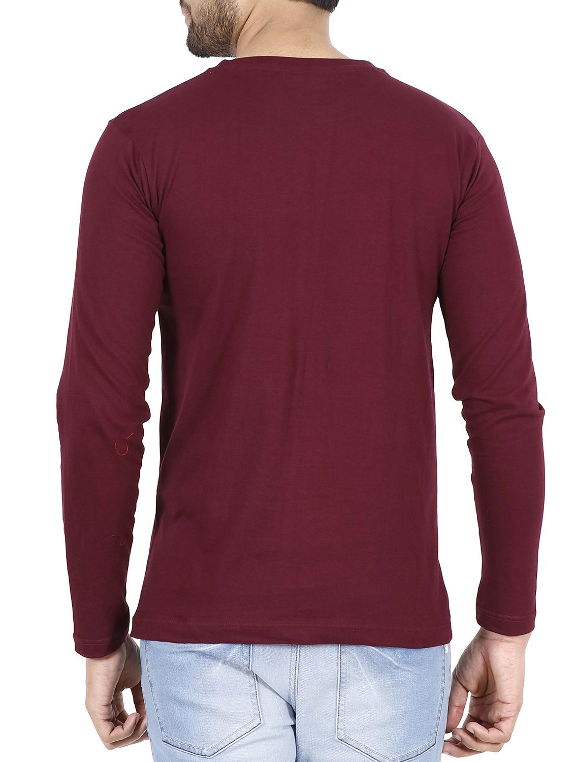 maroon solid t-shirt - 16099987 - Zoom Image - 3