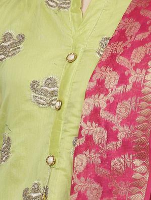embroidered unstitched churidaar suit - 16100677 - Standard Image - 3