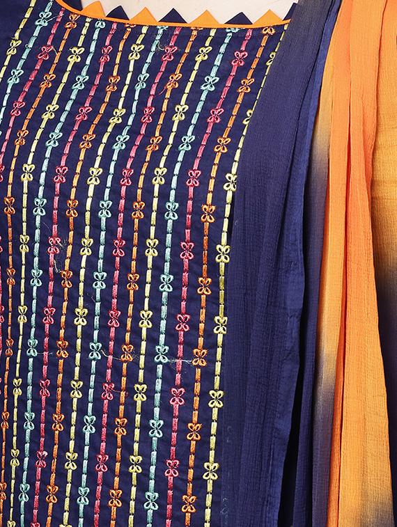 embroidered unstitched palazzo suit - 16100680 - Zoom Image - 3