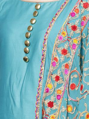 floral embroidered unstitched straight pant suit - 16100683 - Standard Image - 3