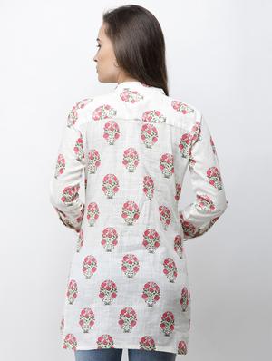 pin tucked block print shirt tunic - 16100958 - Standard Image - 3