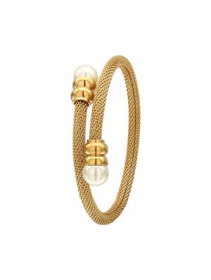 gold satin less steel bangle bracelet - 16100962 - Standard Image - 3