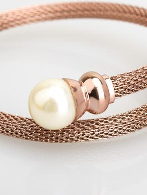 gold satin less steel bangle bracelet - 16100963 - Standard Image - 3