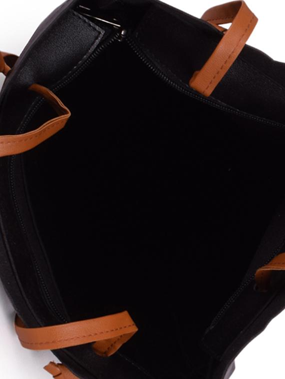 black leatherette (pu) regular shopping bag - 16101207 - Zoom Image - 3