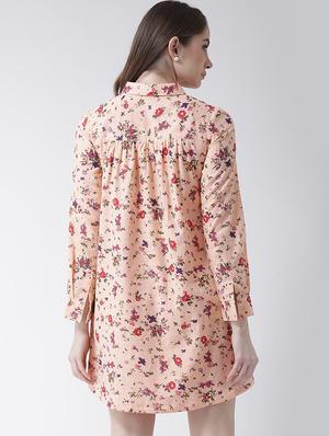gathered back floral a-line dress - 16103444 - Standard Image - 3
