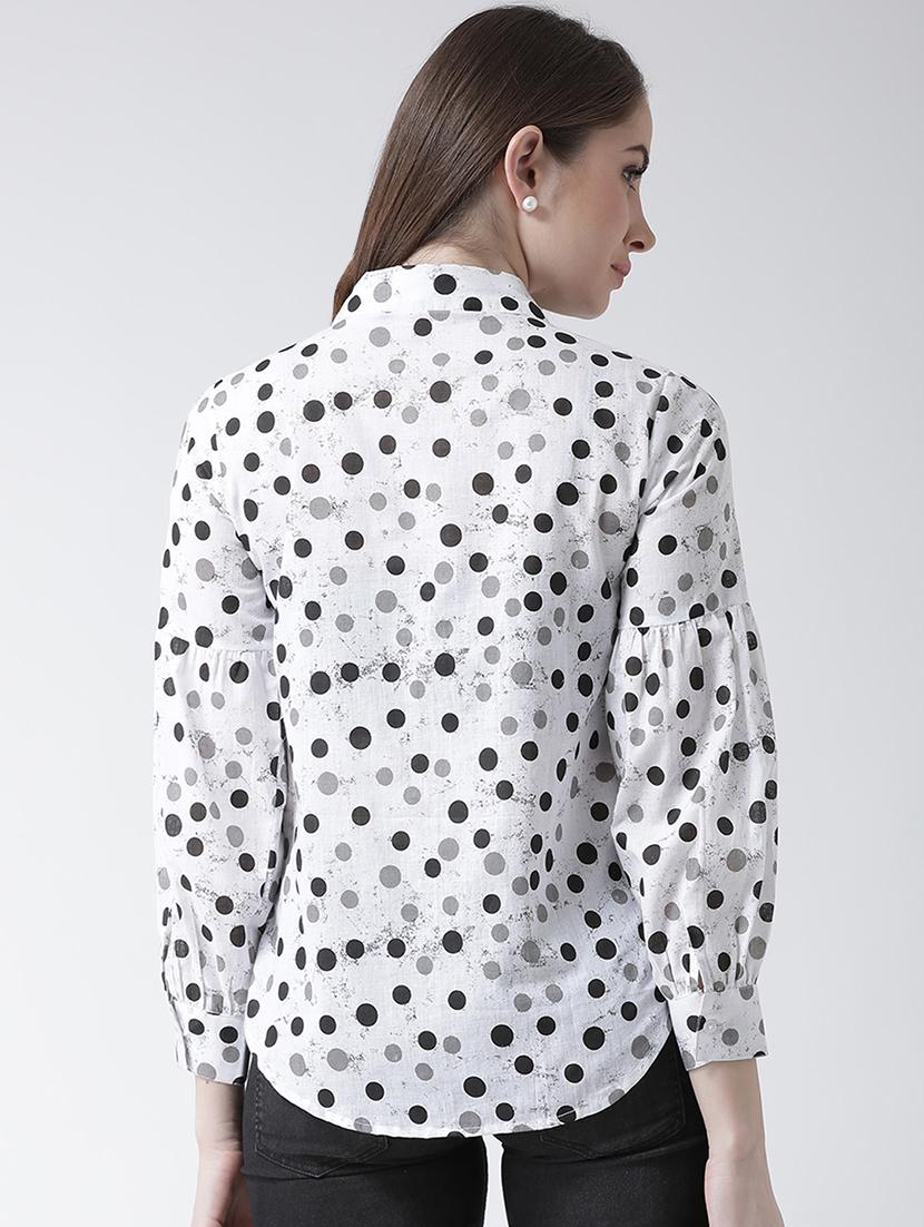 curved hem polka dot shirt - 16103452 - Zoom Image - 3
