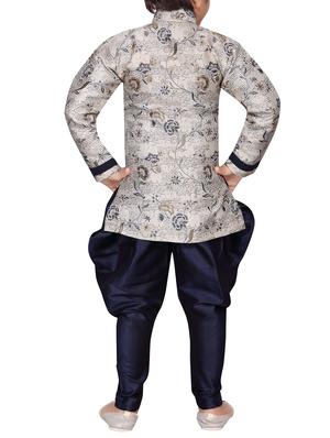 blue silk blend kurta set - 16105696 - Standard Image - 3
