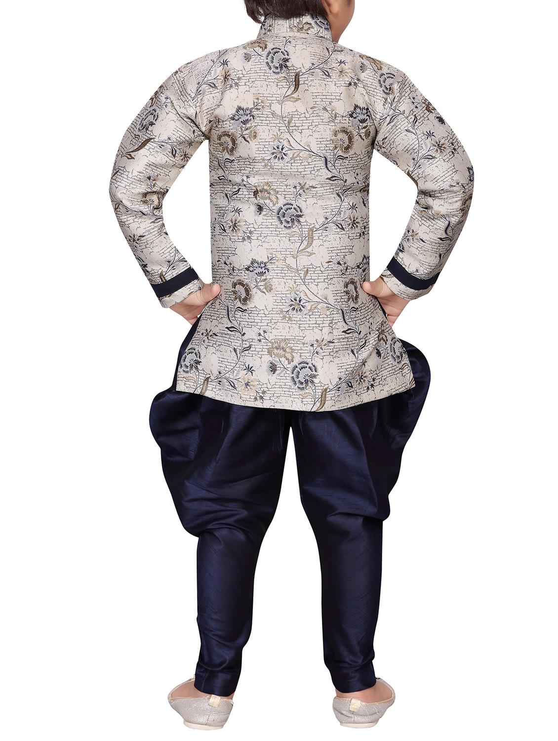 blue silk blend kurta set - 16105696 - Zoom Image - 3