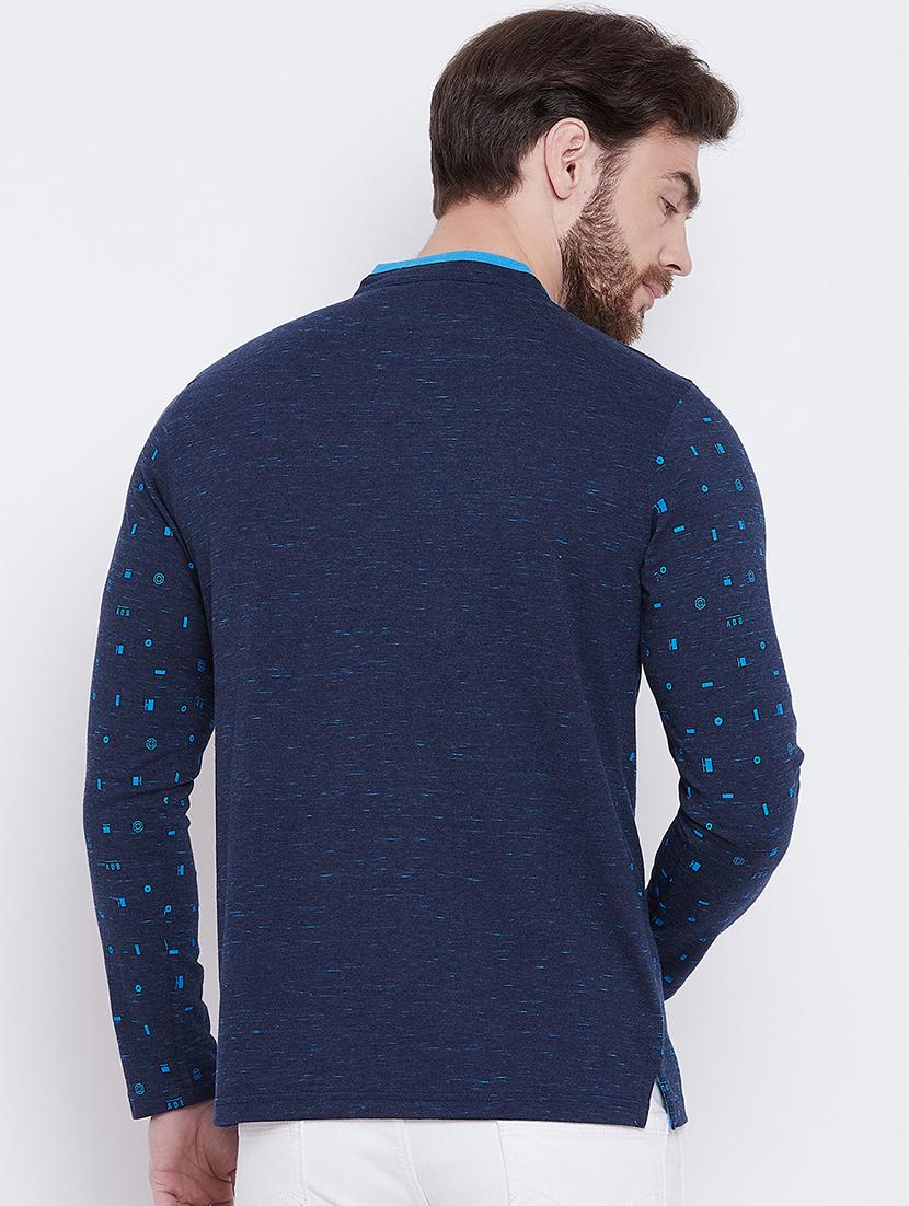 navy blue all over print t-shirt - 16105870 - Zoom Image - 3