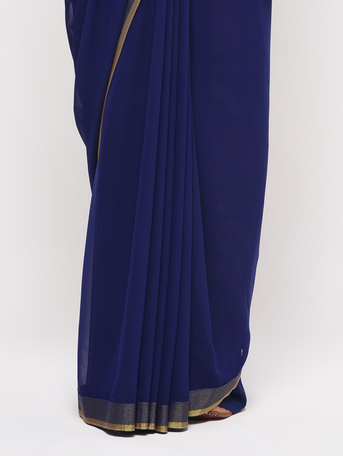 ruffle lace border fusion saree with blouse - 16106051 - Zoom Image - 3