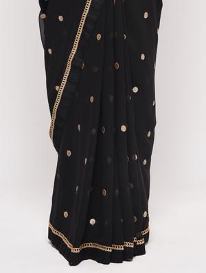 gold embroidered saree with blouse - 16106288 - Standard Image - 3