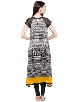printed a-line kurta - 16106463 - Standard Image - 3