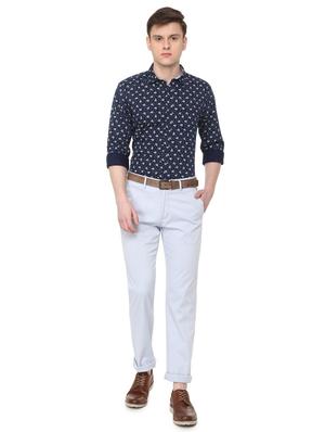 light blue textured chinos - 16106832 - Standard Image - 3