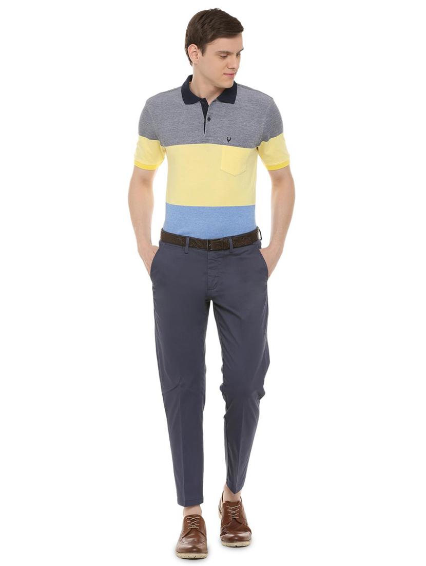 blue solid casual trouser - 16106834 - Zoom Image - 3